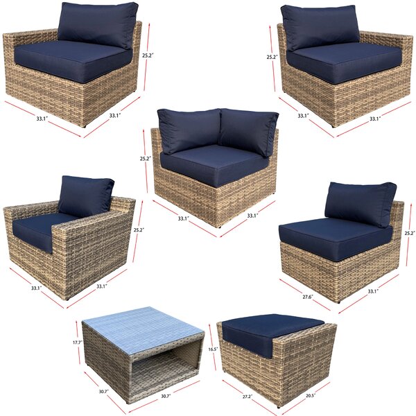 Wade Logan® Gaetane Wicker/Rattan 6 - Person Seating Group with